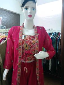 Party Wear Choli Plazzo Shrug Set