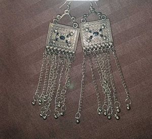 Silver Bohemian Dangle Earrings(Oxidised)