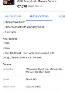 Samsung 23L Auto Cook Oven