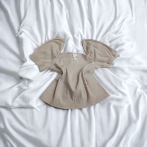 H&amp;M Cream Beige Off Shoulder Puff Sleeve Blouse