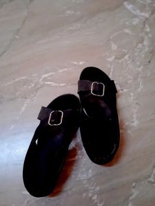 Black Buckle Detail Sandals