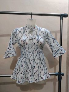 Printed Tie Neck Top