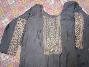 Zari Work Grey Kurta Plazo