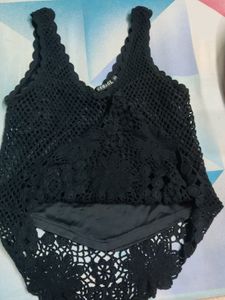 Black Crochet Top