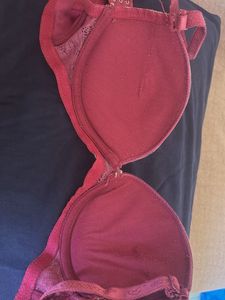 Burgundy Lace Padded Bra