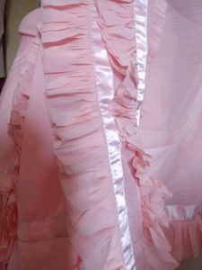 Peach Ruffle  Designer Saree