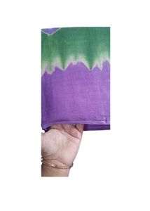 Lavender With Green Batik Cotton Saree New