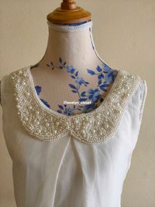 Pearl Collar Sleeveless Top