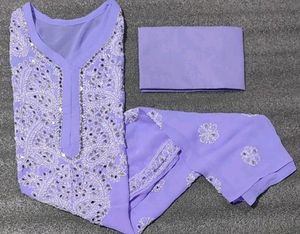 Mirror Work Chikankari Kurti With Inner