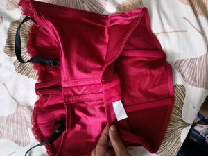 Red Corset Top with Black Rose