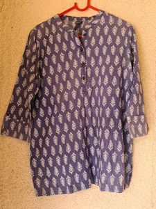 Navy Blue Color Kurti With Stand Colar