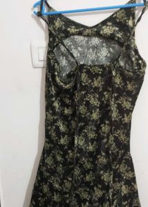 Floral Slip Dress &amp; Bottle Green Combo