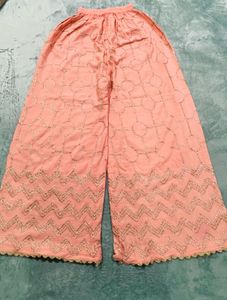 Peach Embroidery Sharara
