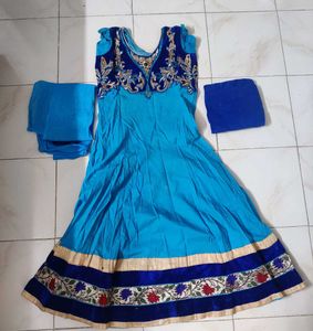 Elegant Blue Embroidered Anarkali