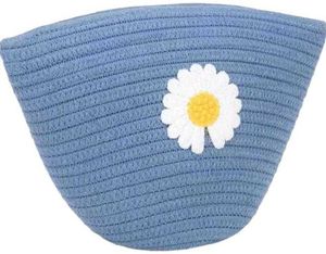 Blue Daisy Jute Sling bag