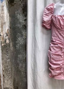 111610. Pink Puff Sleeve Mini Dress