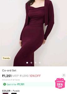 Burgundy Dress &amp; Shrug Set