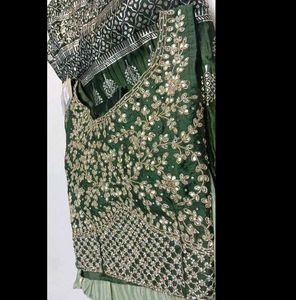 Green Embroidered Lehenga Set