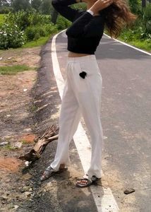 White Wide Leg Pant And Black Top