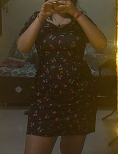 Cherry Print Black Dress