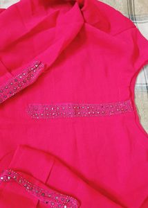 Bright Pink Dress with Sleeve Detail