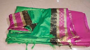 Elegant Green &amp; Pink Saree