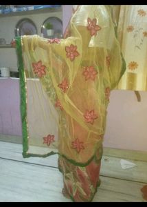 Half Net Saree With Blouse