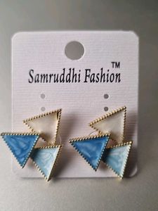 Triangle Blue Stud Earrings