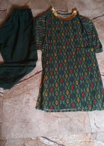 Green Printed Kurta Set