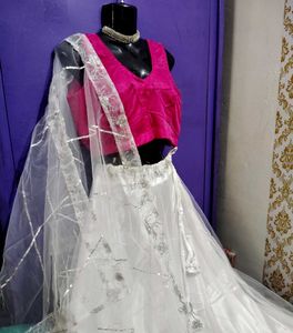 Party Wear  Lehenga  with Pink Blouse Dupatta
