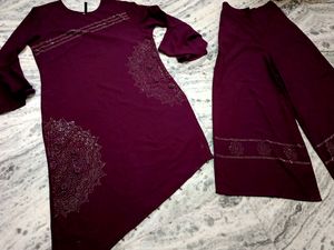 💜Beautiful Violet Designer Kurta And Plazzo Set