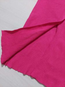 Women Pink Ribbed Midi Dress