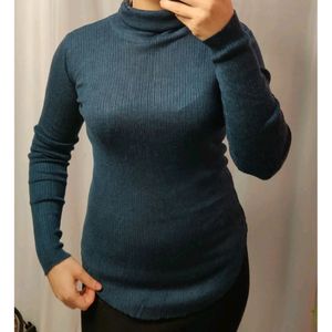 Dark Blue High Neck Top Warm