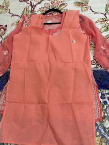 Pinkish Peach Embroidered Kurta