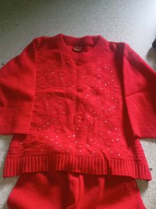 Beby Girls Wool Top And Pant Set.