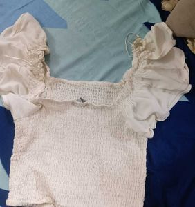 White Puff Sleeve Top