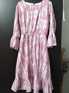 Pink Patterned Midi Dress