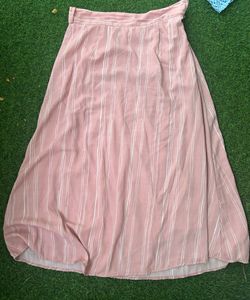 A-line Striped Pink Skirt