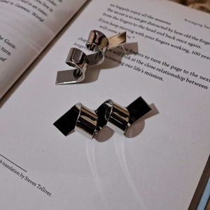 Abstract Silver Ribbon Earrings
