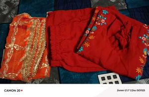 Red Suit With Orange Dupatta