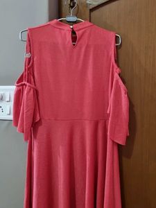 Coral Cold Shoulder Dress