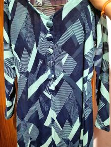 Trendy Navy Blue Printed Kurti|Abstract Print!