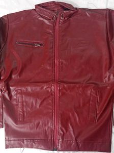 Burgundy Fox Leather Look Jacket