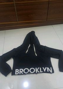 Black Brooklyn Crop Top Hoodie