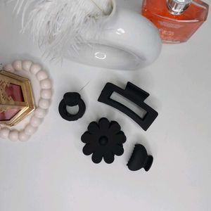 Combo Of 4 Pcs Matte Black Hair Claws