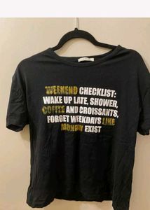 ZARA Black Regular T Shirt For Women