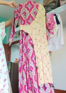 Pink &amp; Gold Anarkali Dress