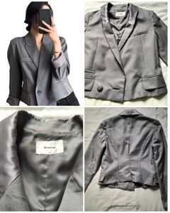Grey Crop Blazer Coat