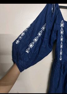 Blue Embroidered Top