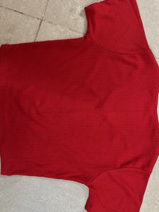 SSS Red V Neck Crop Top